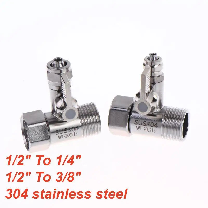 1 Set Tap Tee B Cold Hot Water Pipes Home Accessories 1/2" To 1/4"3/8" With Shut-Off Ball Valve RO Feed Water Adapter