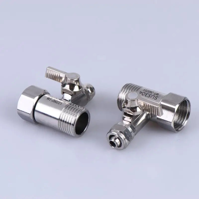 1 Set Tap Tee B Cold Hot Water Pipes Home Accessories 1/2" To 1/4"3/8" With Shut-Off Ball Valve RO Feed Water Adapter