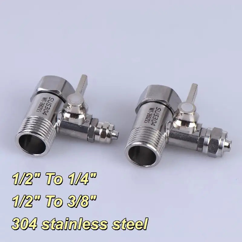 1 Set Tap Tee B Cold Hot Water Pipes Home Accessories 1/2" To 1/4"3/8" With Shut-Off Ball Valve RO Feed Water Adapter
